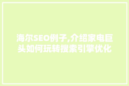 海尔SEO例子,介绍家电巨头如何玩转搜索引擎优化