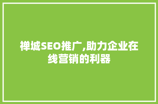 禅城SEO推广,助力企业在线营销的利器