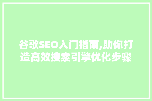 谷歌SEO入门指南,助你打造高效搜索引擎优化步骤
