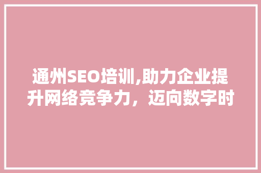 通州SEO培训,助力企业提升网络竞争力，迈向数字时代新篇章