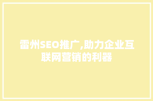 雷州SEO推广,助力企业互联网营销的利器