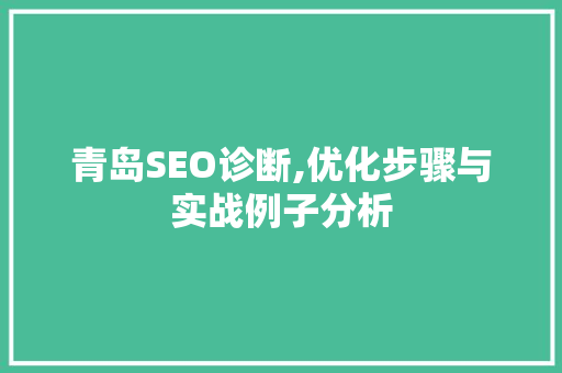 青岛SEO诊断,优化步骤与实战例子分析