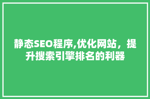 静态SEO程序,优化网站，提升搜索引擎排名的利器