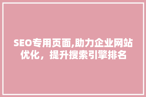 SEO专用页面,助力企业网站优化，提升搜索引擎排名