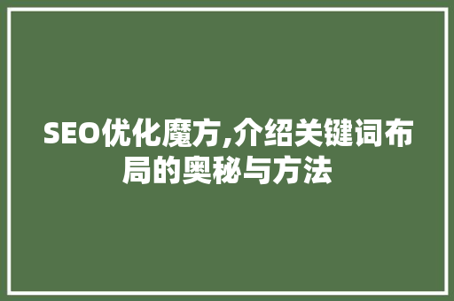 SEO优化魔方,介绍关键词布局的奥秘与方法