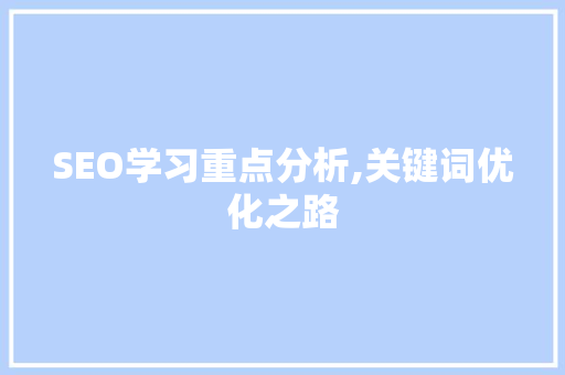 SEO学习重点分析,关键词优化之路