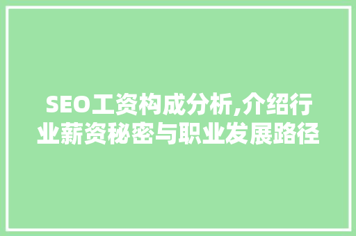 SEO工资构成分析,介绍行业薪资秘密与职业发展路径
