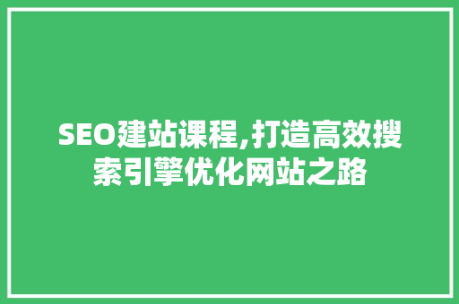 SEO建站课程,打造高效搜索引擎优化网站之路