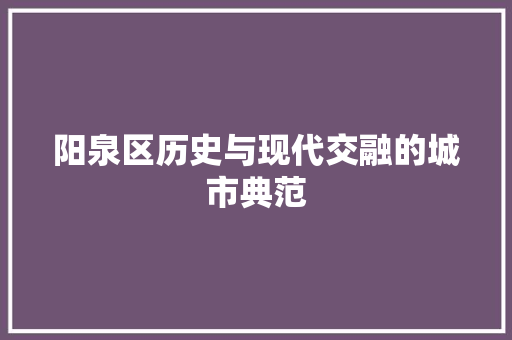 阳泉区历史与现代交融的城市典范