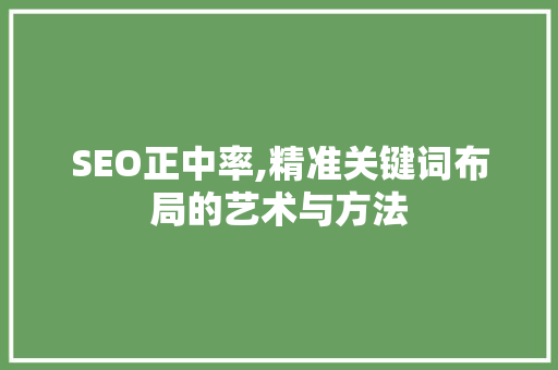 SEO正中率,精准关键词布局的艺术与方法