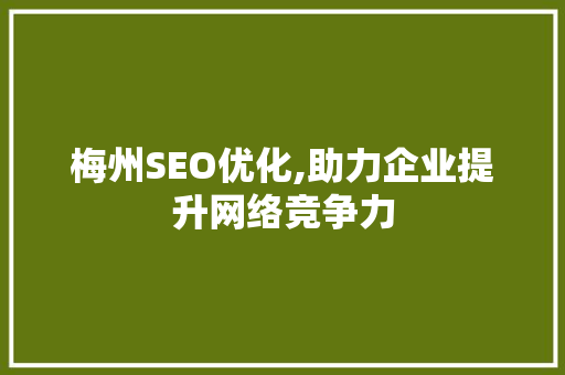 梅州SEO优化,助力企业提升网络竞争力