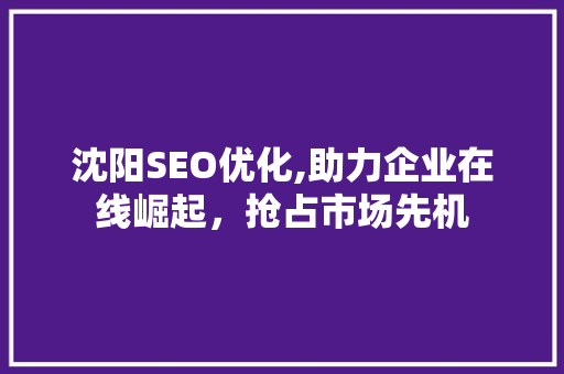 沈阳SEO优化,助力企业在线崛起，抢占市场先机
