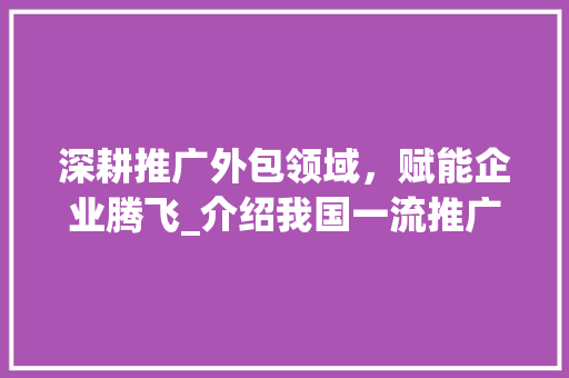 深耕推广外包领域，赋能企业腾飞_介绍我国一流推广外包实力