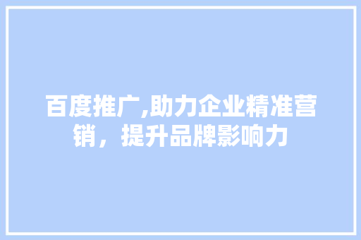 百度推广,助力企业精准营销，提升品牌影响力
