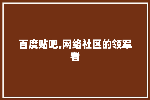 百度贴吧,网络社区的领军者