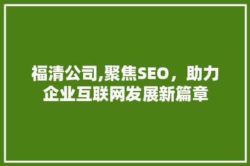 福清公司,聚焦SEO，助力企业互联网发展新篇章