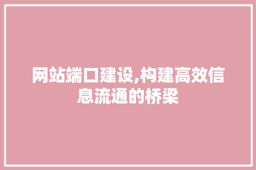 网站端口建设,构建高效信息流通的桥梁