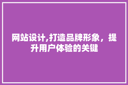 网站设计,打造品牌形象，提升用户体验的关键
