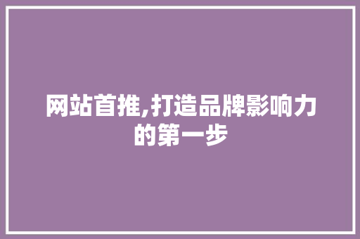 网站首推,打造品牌影响力的第一步