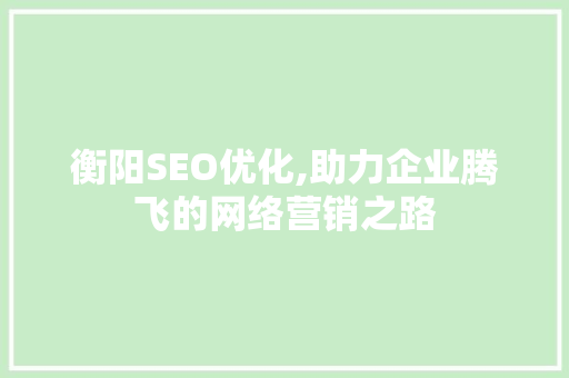 衡阳SEO优化,助力企业腾飞的网络营销之路