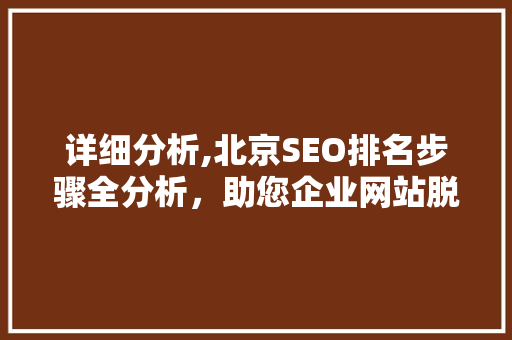 详细分析,北京SEO排名步骤全分析，助您企业网站脱颖而出
