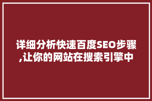 详细分析快速百度SEO步骤,让你的网站在搜索引擎中脱颖而出