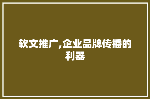 软文推广,企业品牌传播的利器