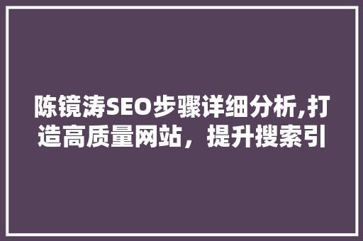 陈镜涛SEO步骤详细分析,打造高质量网站，提升搜索引擎排名