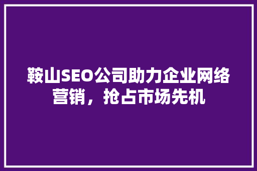 鞍山SEO公司助力企业网络营销，抢占市场先机