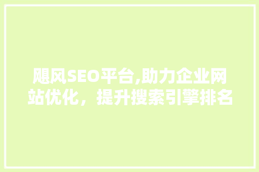 飓风SEO平台,助力企业网站优化，提升搜索引擎排名