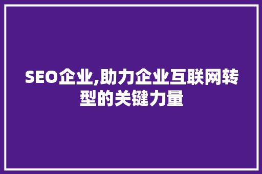 SEO企业,助力企业互联网转型的关键力量