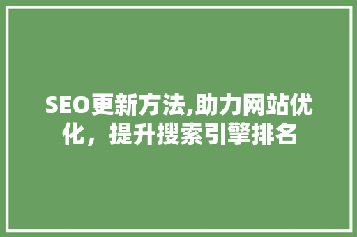 SEO更新方法,助力网站优化，提升搜索引擎排名