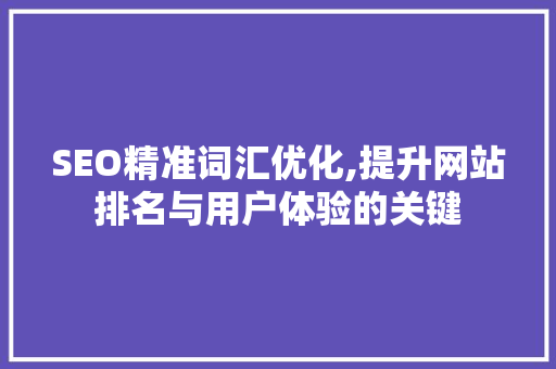 SEO精准词汇优化,提升网站排名与用户体验的关键