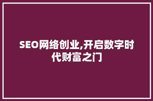 SEO网络创业,开启数字时代财富之门
