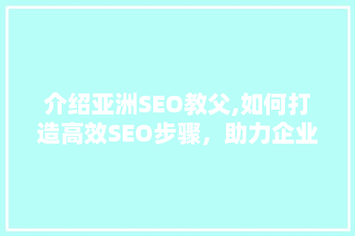 介绍亚洲SEO教父,如何打造高效SEO步骤，助力企业腾飞
