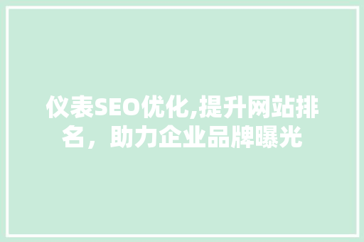 仪表SEO优化,提升网站排名，助力企业品牌曝光