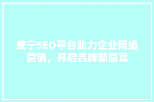 咸宁SEO平台助力企业网络营销，开启品牌新篇章  第1张