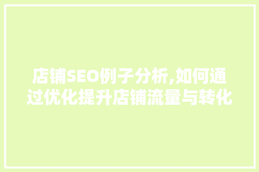 店铺SEO例子分析,如何通过优化提升店铺流量与转化率
