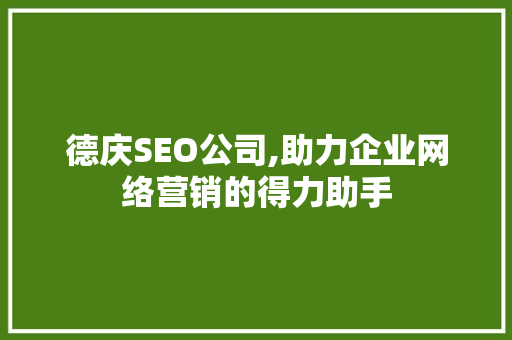 德庆SEO公司,助力企业网络营销的得力助手