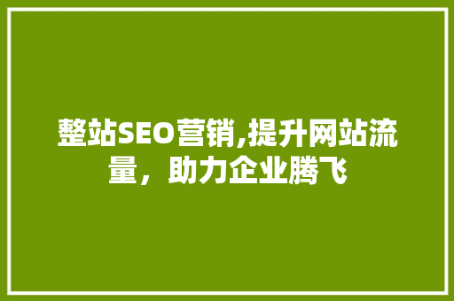 整站SEO营销,提升网站流量，助力企业腾飞
