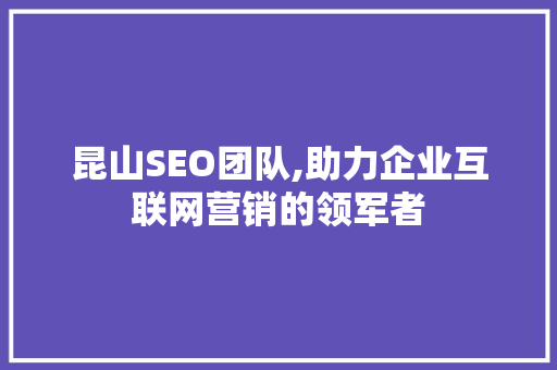 昆山SEO团队,助力企业互联网营销的领军者
