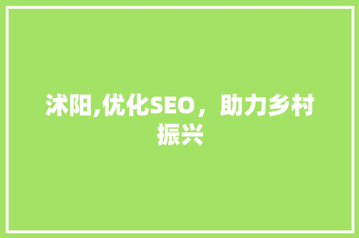沭阳,优化SEO，助力乡村振兴