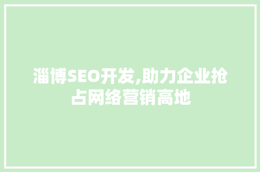 淄博SEO开发,助力企业抢占网络营销高地
