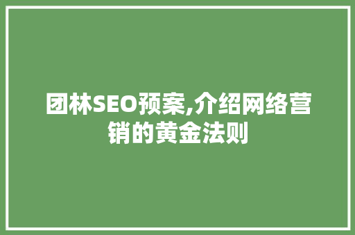 团林SEO预案,介绍网络营销的黄金法则