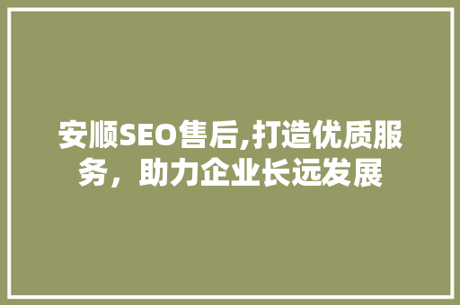 安顺SEO售后,打造优质服务，助力企业长远发展