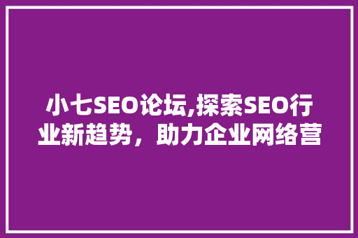 小七SEO论坛,探索SEO行业新趋势，助力企业网络营销崛起