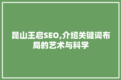 昆山王启SEO,介绍关键词布局的艺术与科学