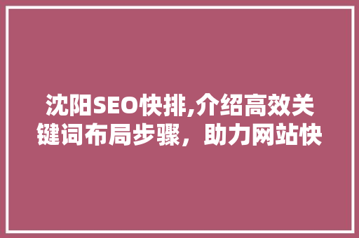沈阳SEO快排,介绍高效关键词布局步骤，助力网站快速提升排名