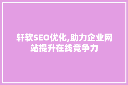 轩软SEO优化,助力企业网站提升在线竞争力