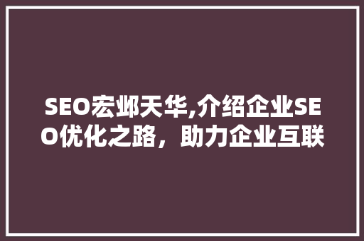 SEO宏邺天华,介绍企业SEO优化之路，助力企业互联网营销腾飞
